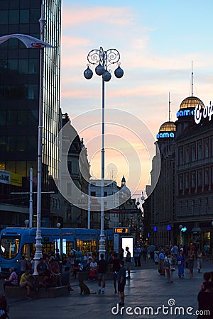 Lower Town evening view Zagreb Croatia Editorial Stock Photo